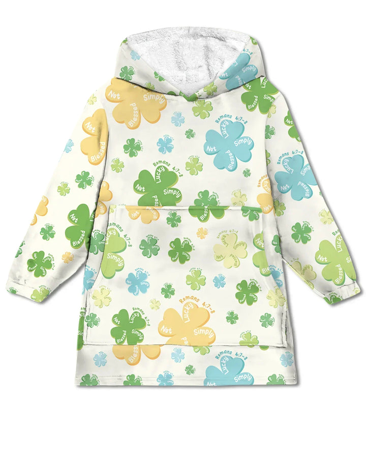 Kleeblatt-Druck St. Patrick's Day Tragbarer Bambus-Deckenhoodie