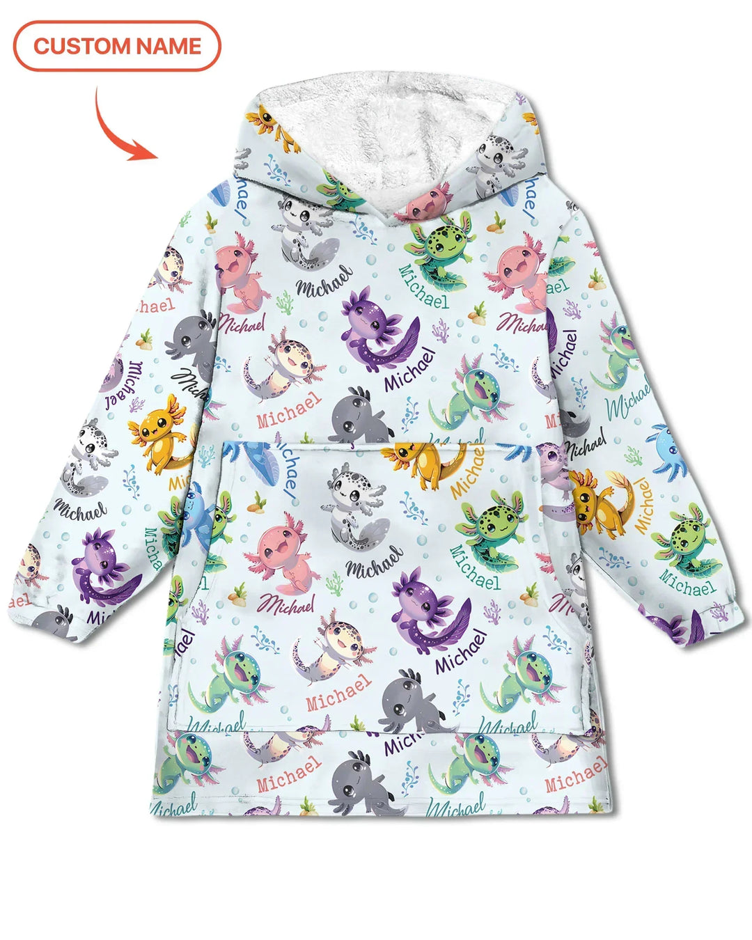 I Love You Axolotl Custom Name Bamboo Blanket Hoodie