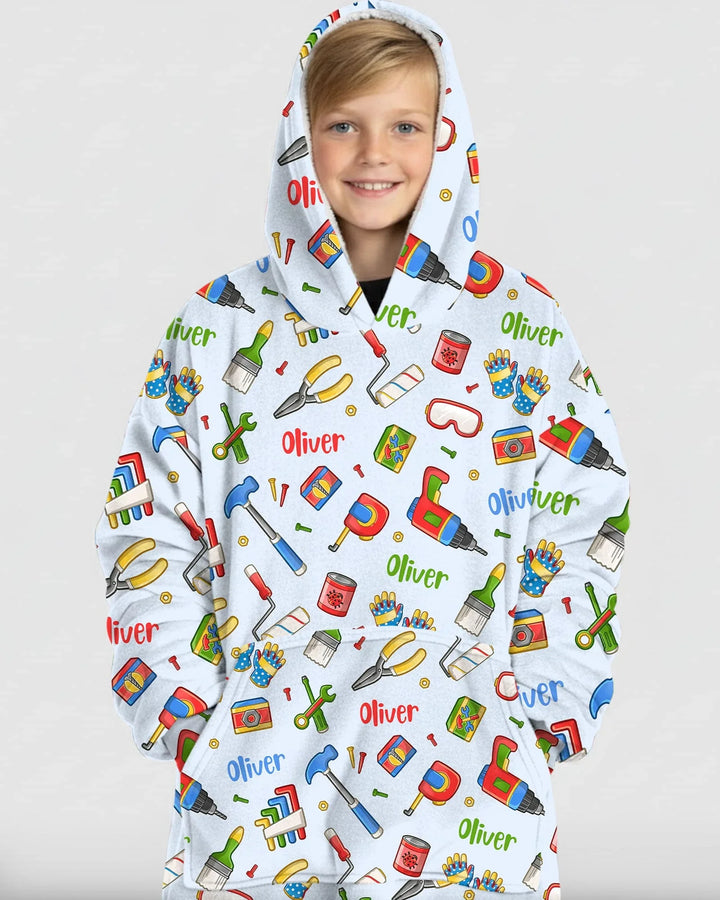 Personalisierte Name Papa & Ich Reparatur-Crew Bambus Decken-Hoodie