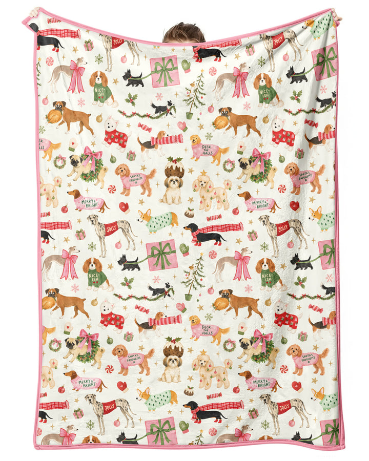 Festive Dog Merry Woofmas Bamboo Blanket