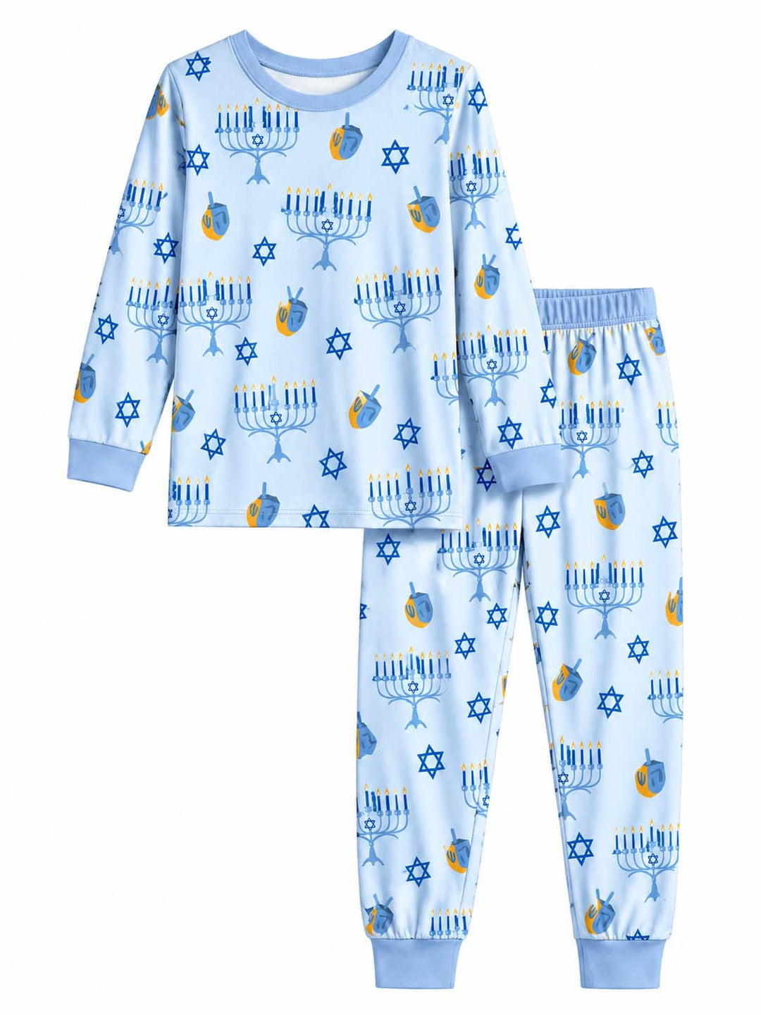 Blue Hanukkah Symbols Bamboo Men's Pajama Set
