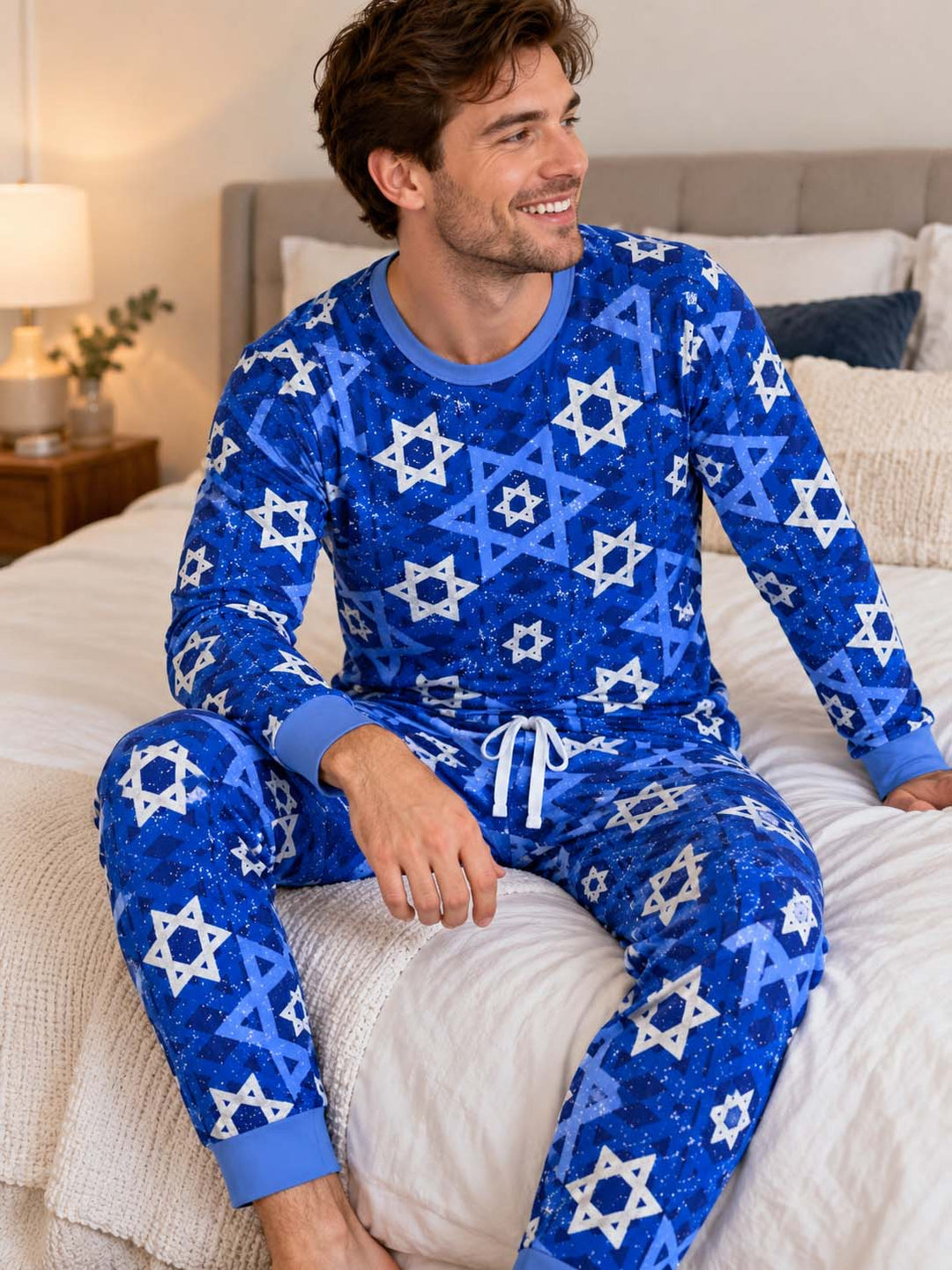 Blue Star of David Bamboo Men's Pajama Set