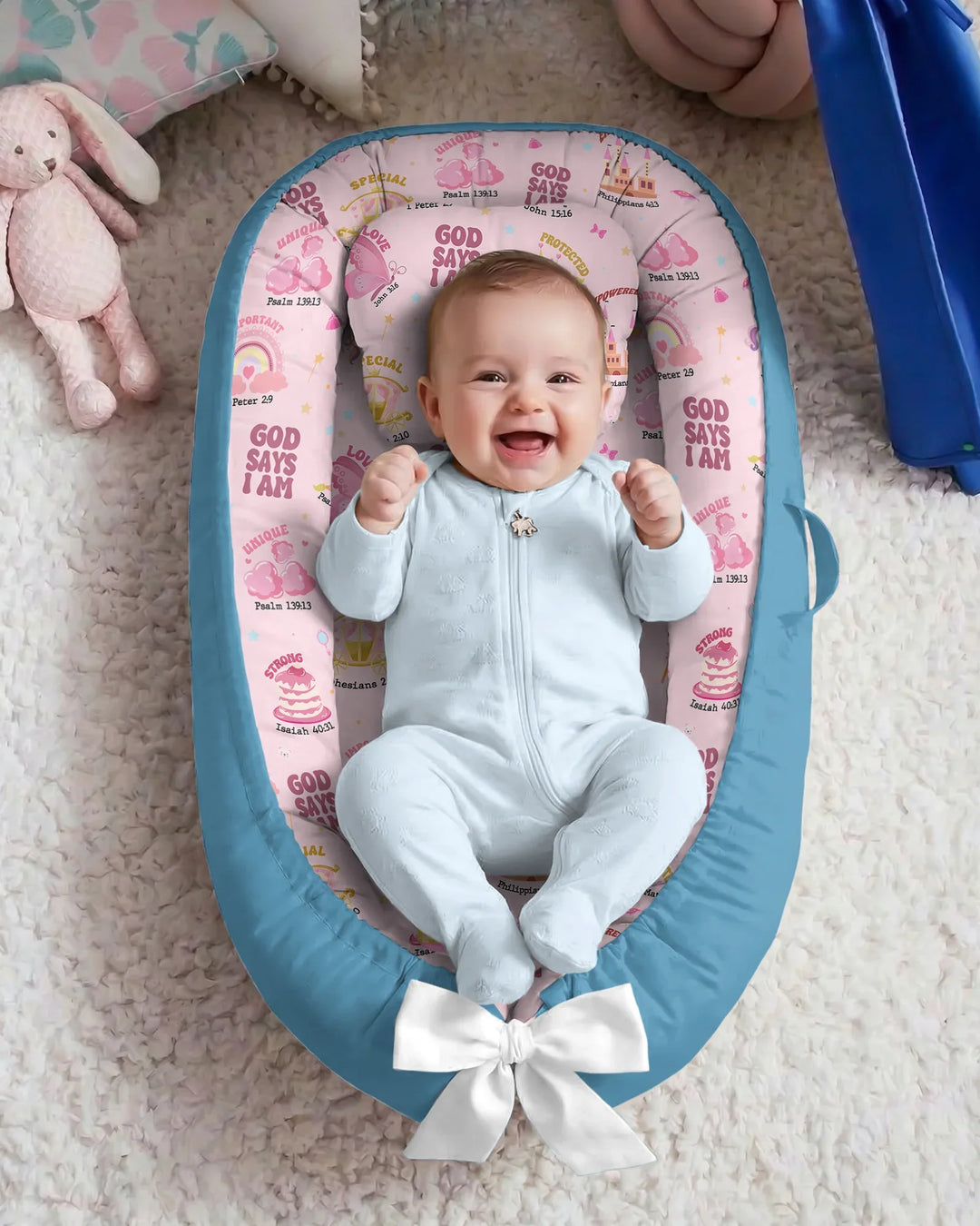 Gott sagt, ich bin ein Mädchen – Babynest aus Bambus