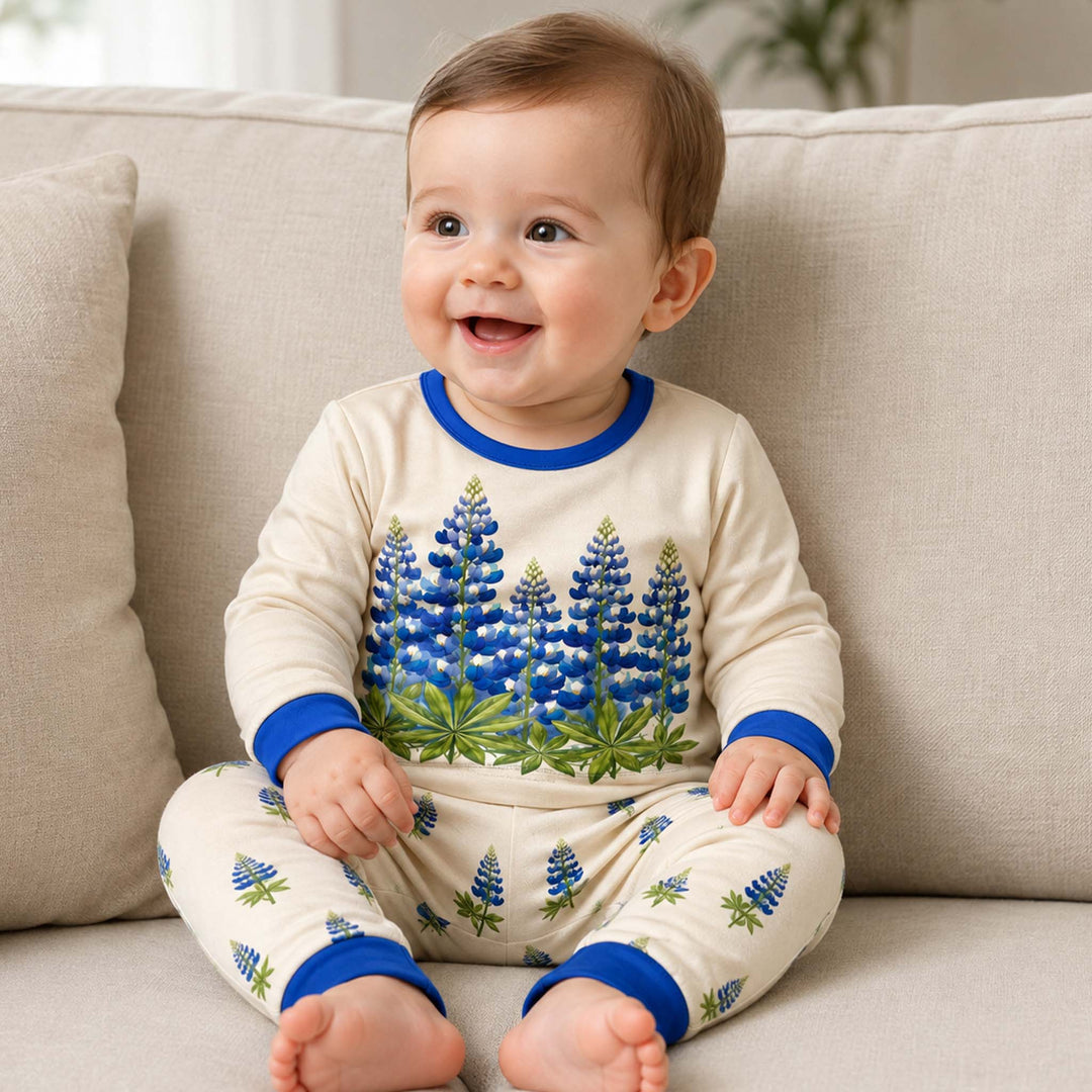 Bluebonnet Meadow Bamboo Two Piece Long Sleeve Pajama Set
