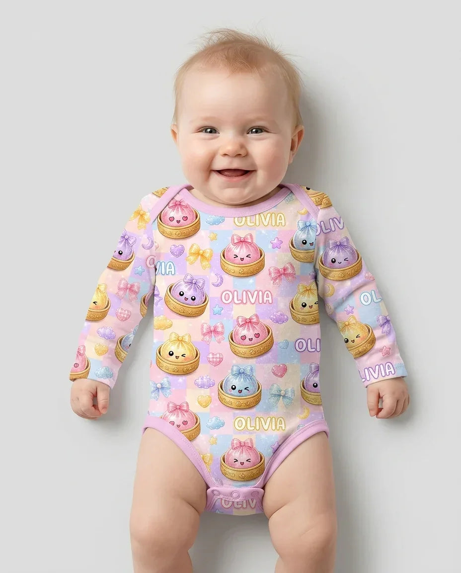 Custom Name Coquette Glitter Dumpling Bamboo Bodysuit