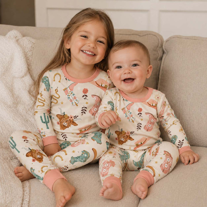Boho Cowgirl Western Pattern Bamboo Two Piece Long Sleeve Pajama Set