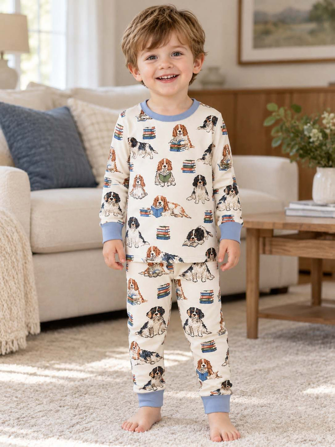 Book Lover Cavalier Spaniel Bamboo Two Piece Long Sleeve Pajama Set