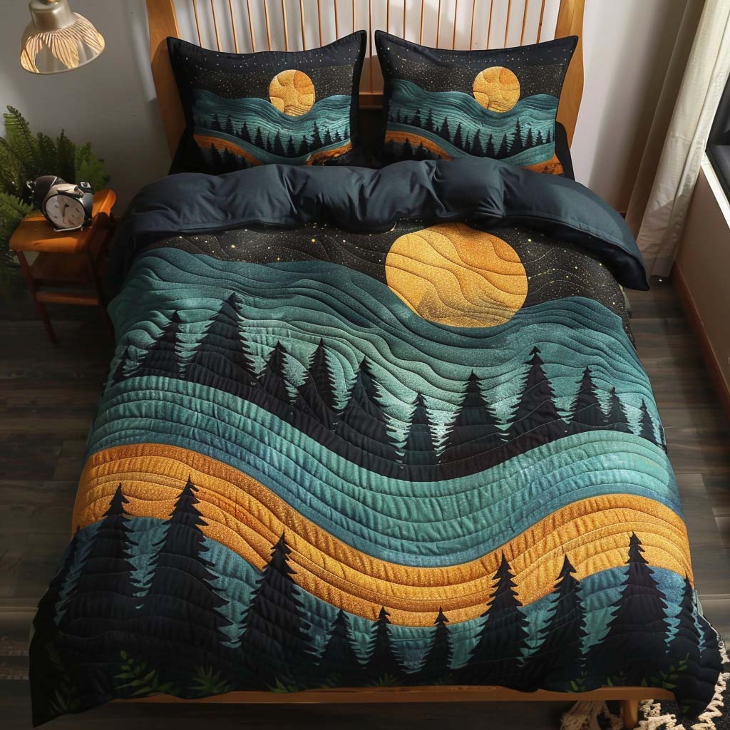 Bright Forest Horizon Bamboo Quilt Bedding Set