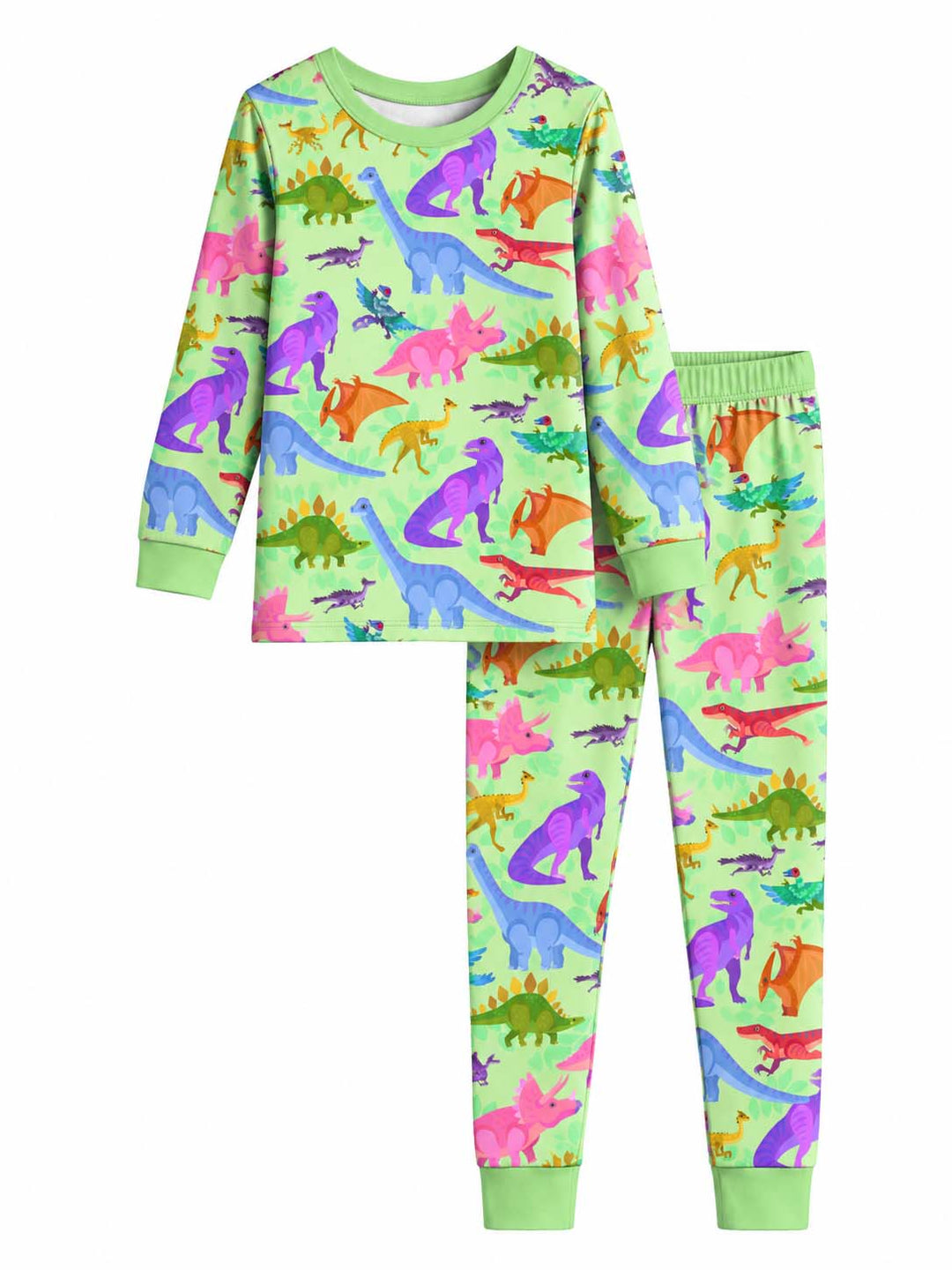 Bright Prehistoric Friends Bamboo Two Piece Long Sleeve Pajama Set
