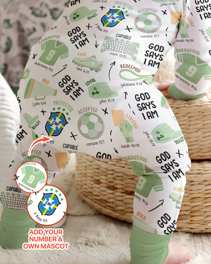 Personalized God Says I Am SOCCER Bamboo Convertible Zippy
