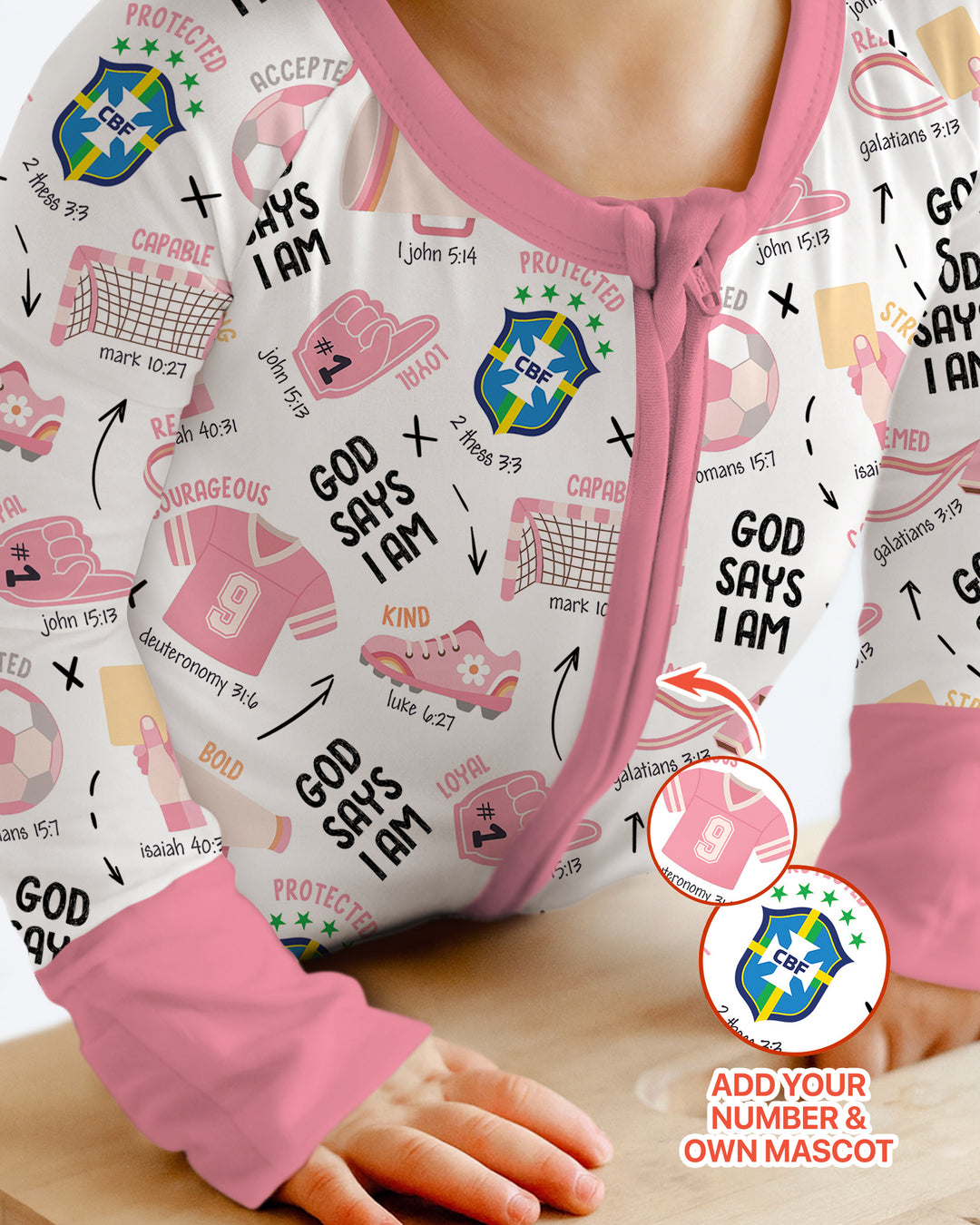Personalized God Says I Am SOCCER Bamboo Convertible Zippy