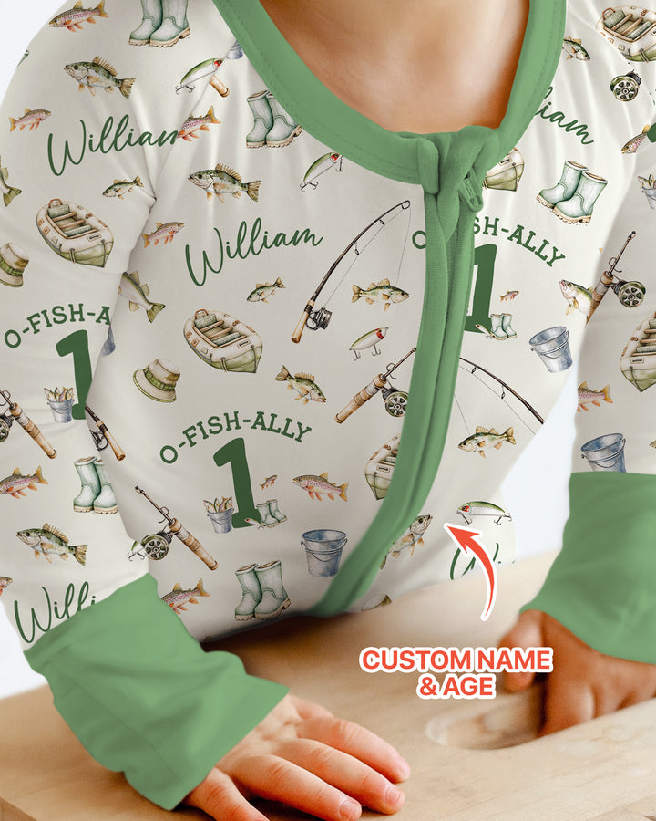 Personalized Fishing Birthday  Bamboo Convertible Zippy