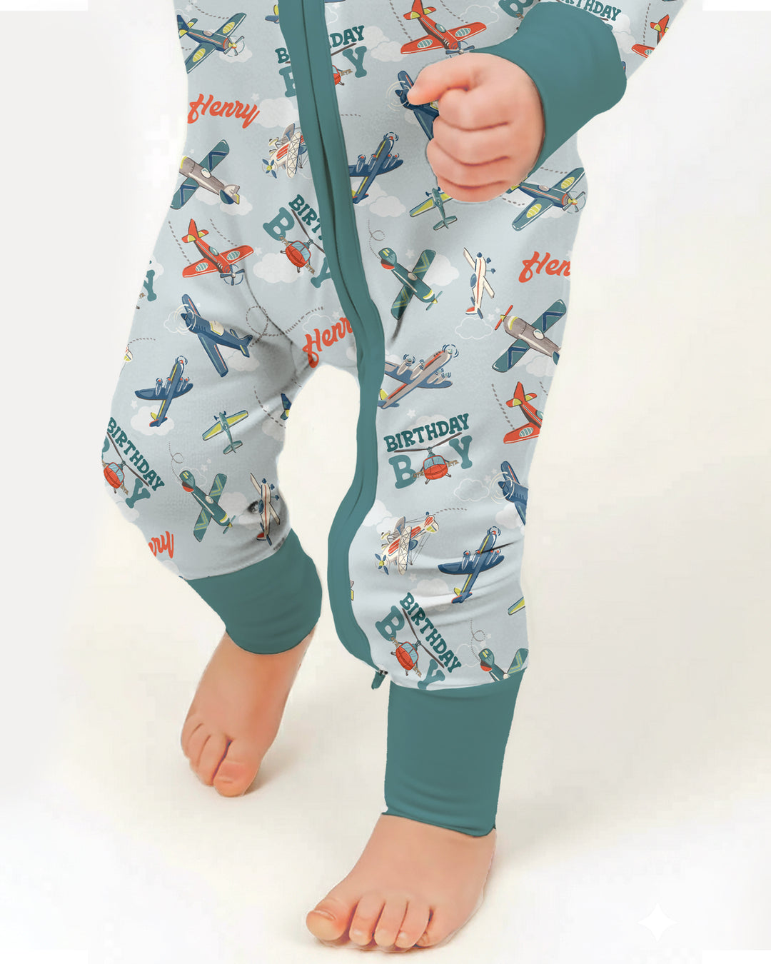 Personalized Airplane Birthday Boy Bamboo Convertible Zippy