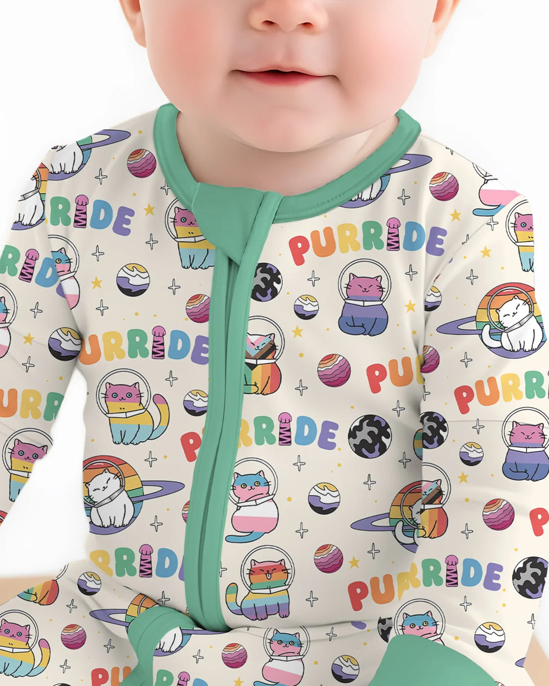 Rainbow Space Cats Family Matching Bamboo Convertible Zippy