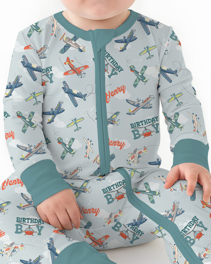 Personalized Airplane Birthday Boy Bamboo Convertible Zippy