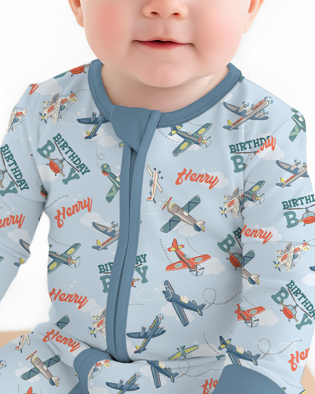 Personalized Airplane Birthday Boy Bamboo Convertible Zippy