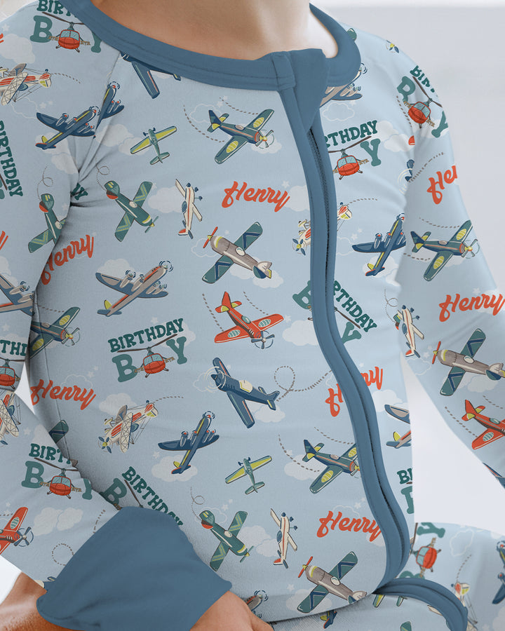 Personalized Airplane Birthday Boy Bamboo Convertible Zippy