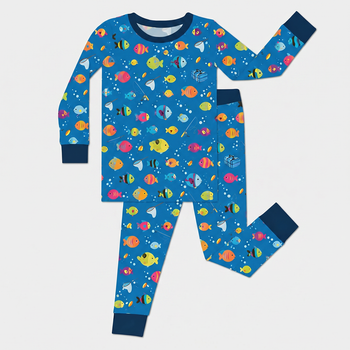 Zweiteiliges Langarm-Pyjama-Set mit Sommerfrüchten