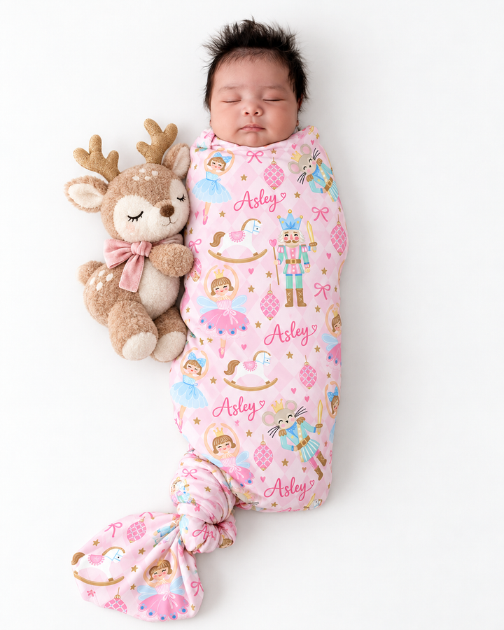 Custom Name Nutcracker Christmas Bamboo Swaddle Blanket