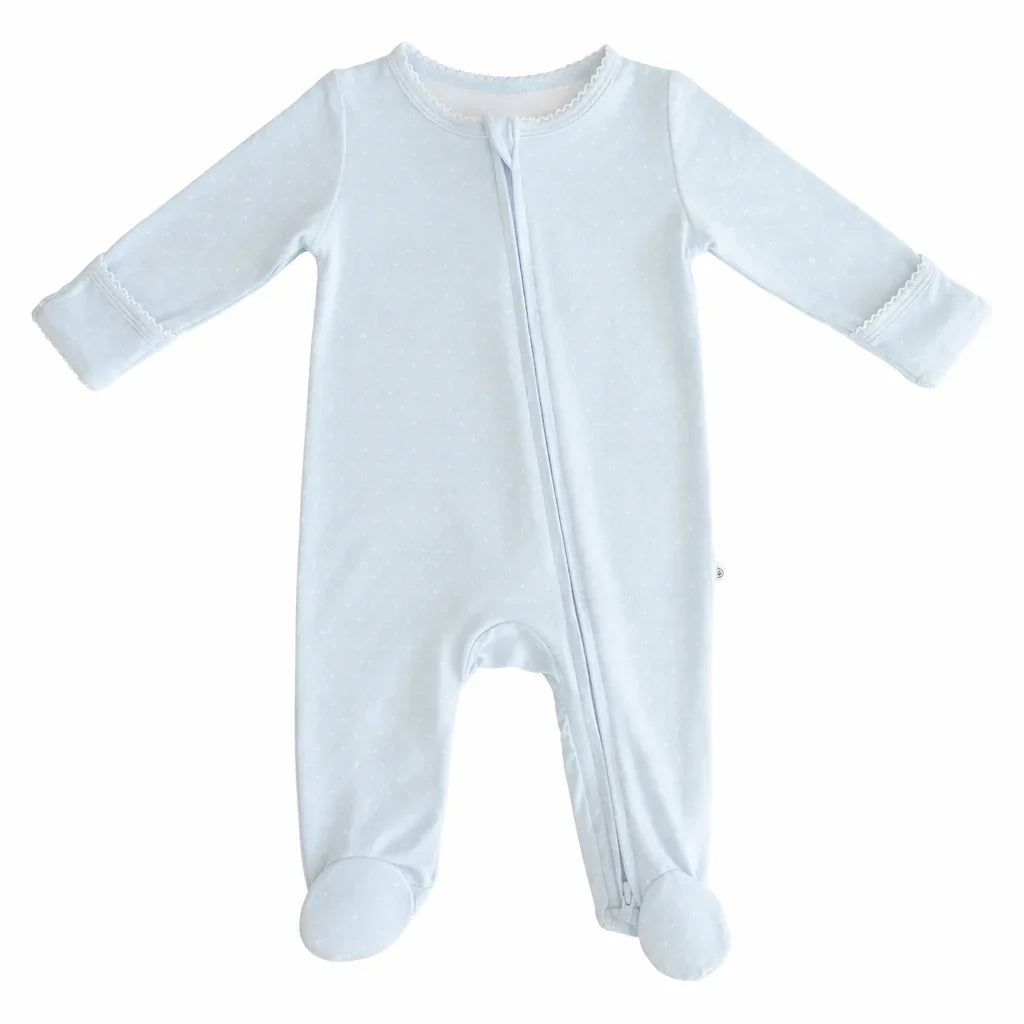 Picot Trim Bamboo Zippered Footie Romper