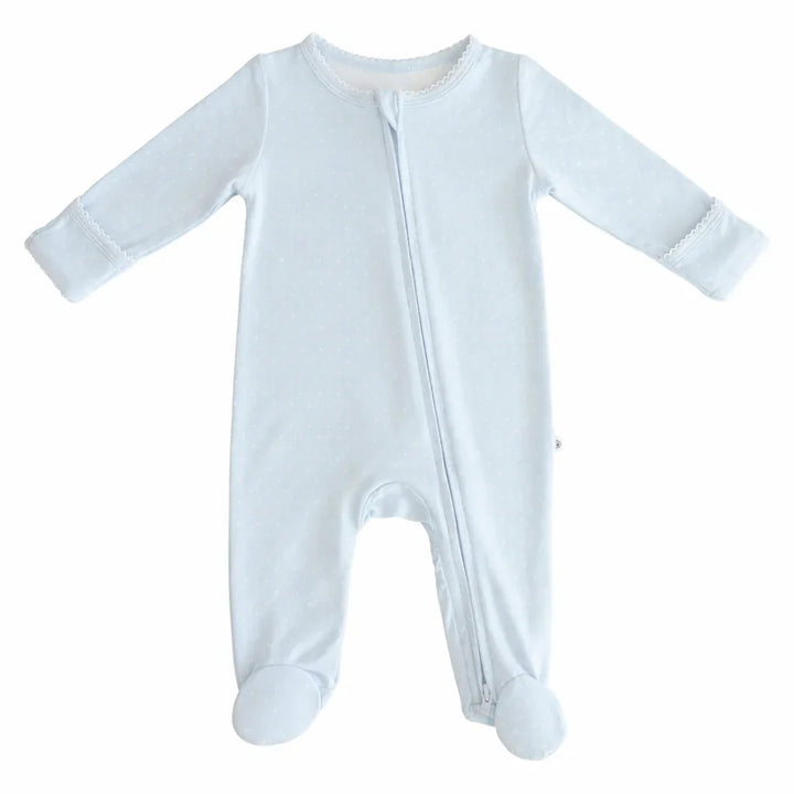 Picot Trim Bamboo Zippered Footie Romper