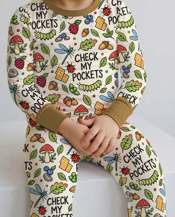 Check My Pockets for Tiny Treasures Bamboo Two Piece Long Sleeve Pajama Set