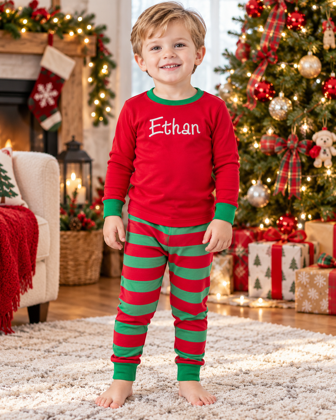Zweiteiliges Langarm-Pyjama-Set mit Sommerfrüchten