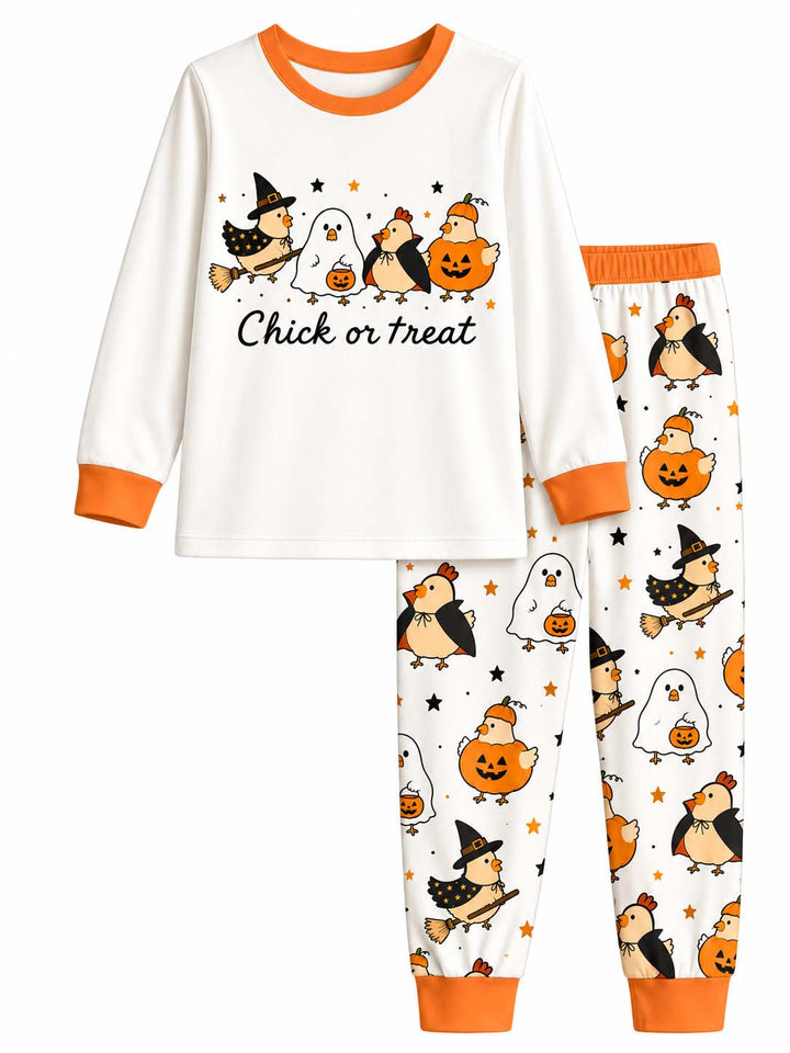 Chick Or Treat Halloween Bamboo Two Piece Long Sleeve Pajama Set
