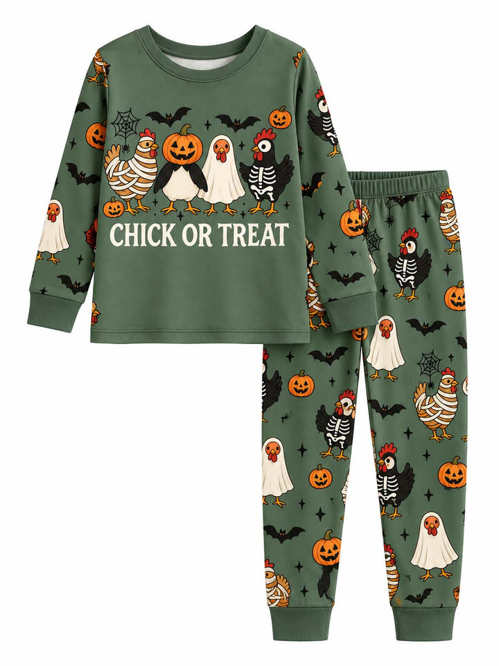 Chick Or Treat Spooky Chickens Bamboo Two Piece Long Sleeve Pajama Set