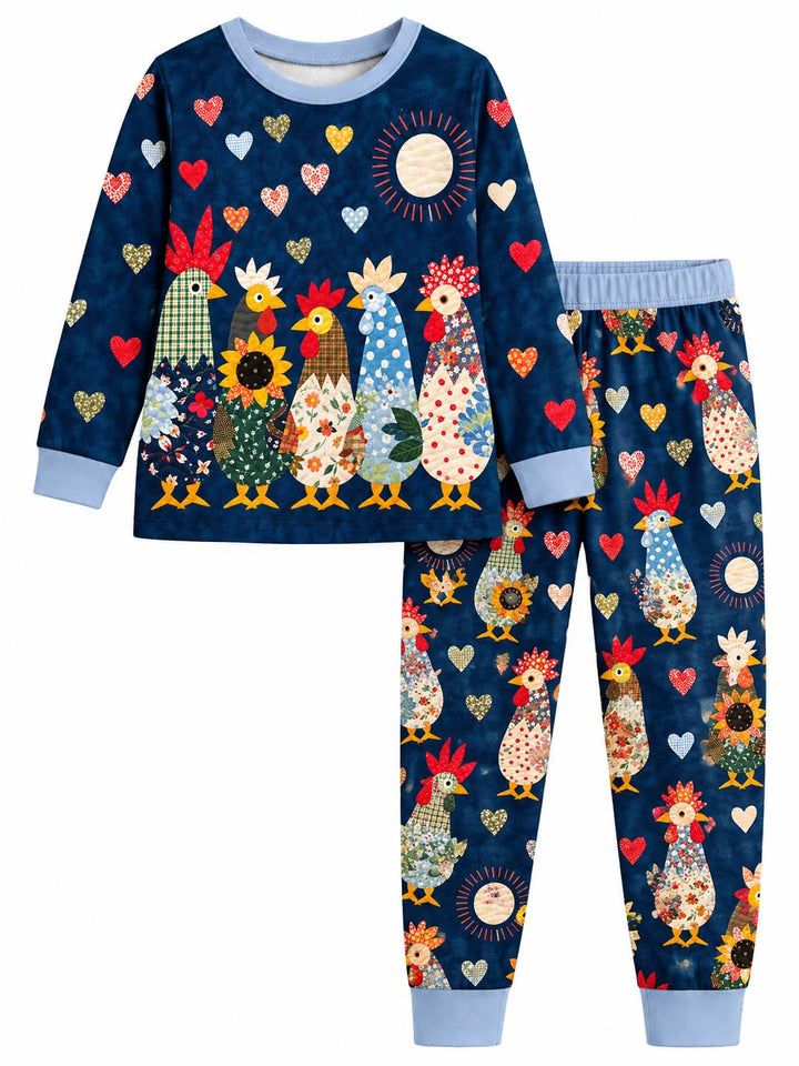 Chicken Moonlight Garden Bamboo Two Piece Long Sleeve Pajama Set