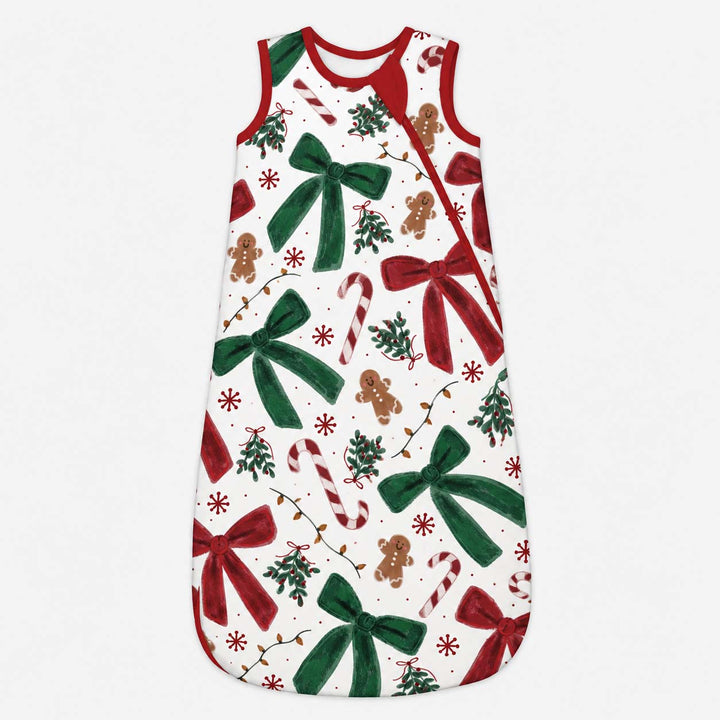 Christmas Bows Candy Canes and Gingerbread Bamboo Sleep Bag