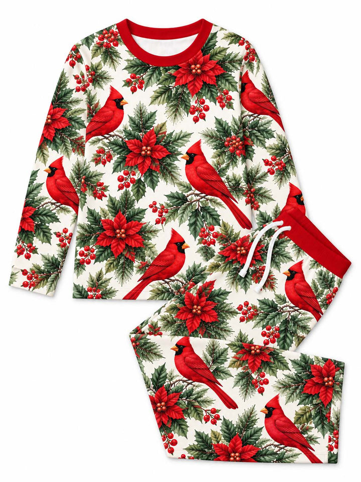 Christmas Cardinal Poinsettia Bamboo Men's Pajama Set