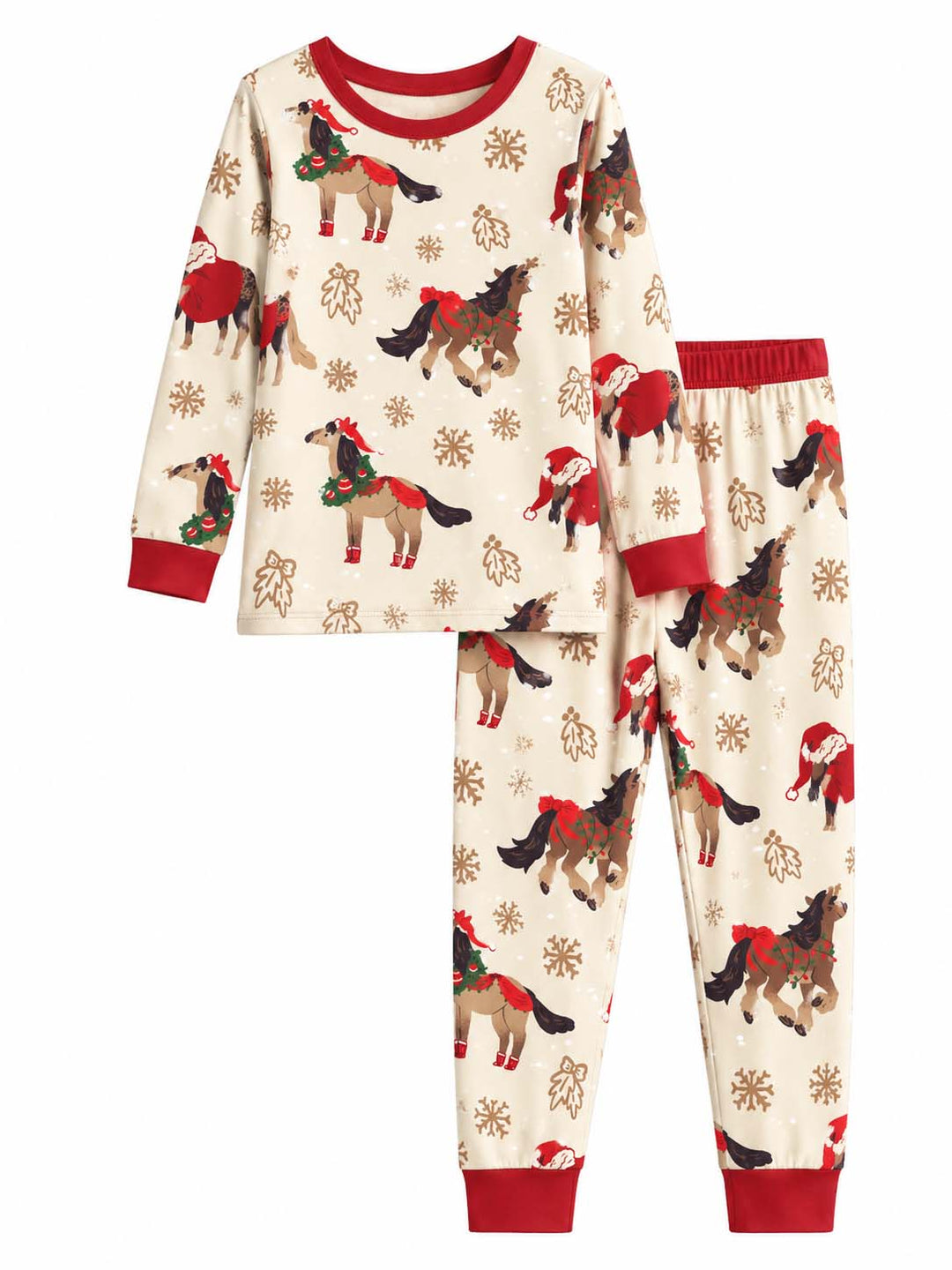 Christmas Cowboy Horses Bamboo Two Piece Long Sleeve Pajama Set