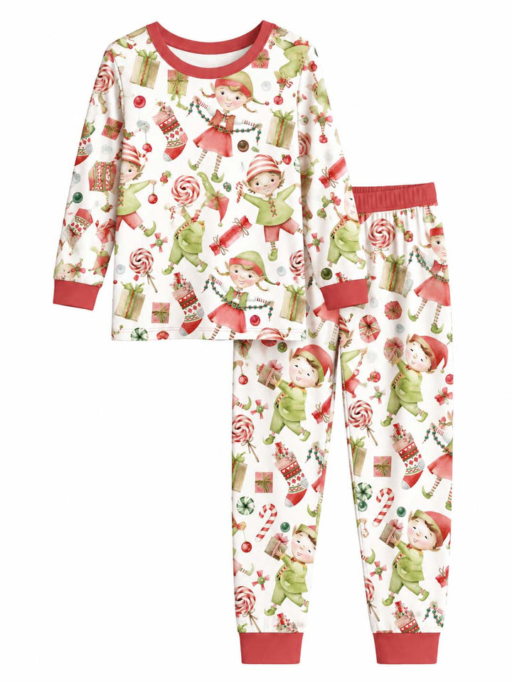 Christmas Elf Candy Fun Bamboo Two Piece Long Sleeve Pajama Set