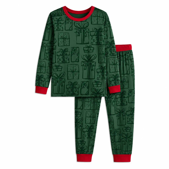 Christmas Gift Boxes Bamboo Two Piece Long Sleeve Pajama Set