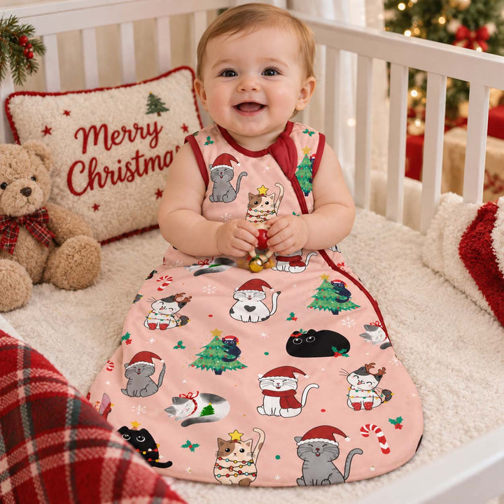 Christmas Holiday Cats Bamboo Sleep Bag