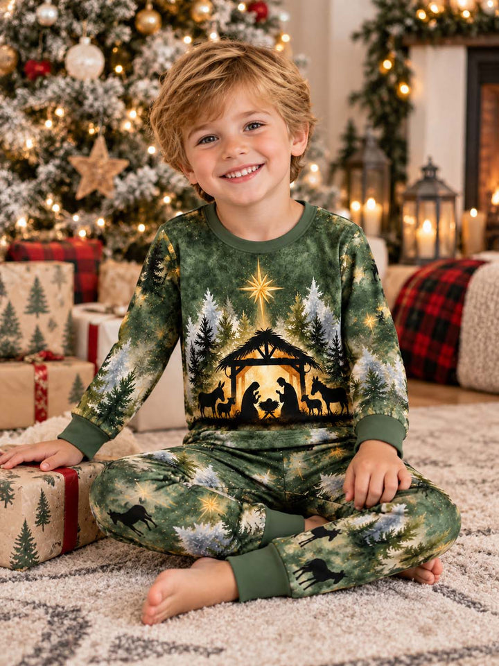 Christmas Nativity Star Bamboo Two Piece Long Sleeve Pajama Set
