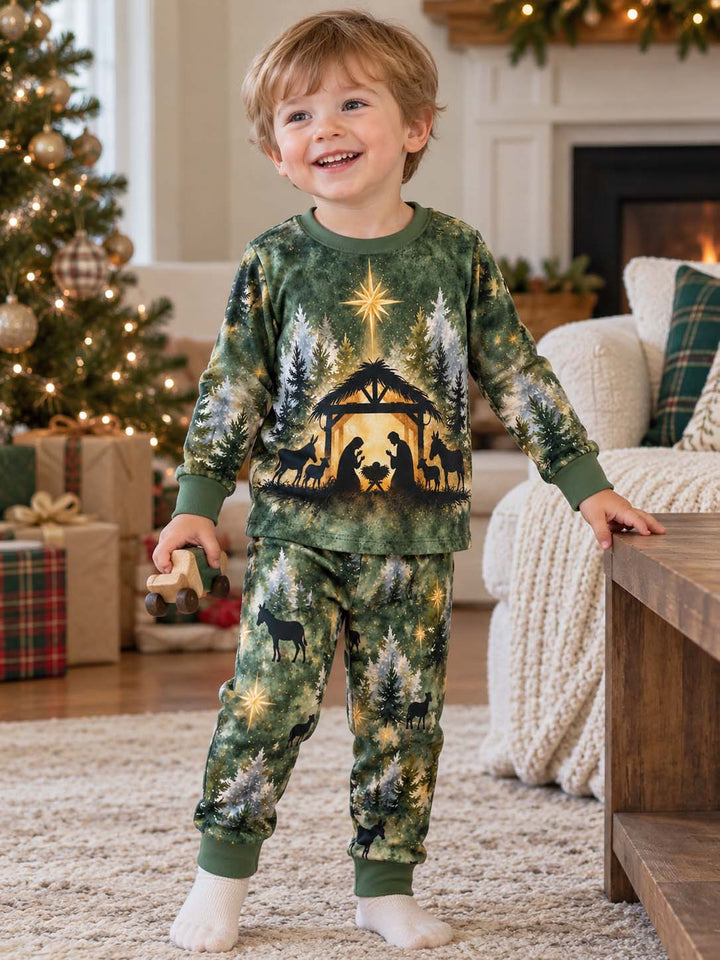 Christmas Nativity Star Bamboo Two Piece Long Sleeve Pajama Set