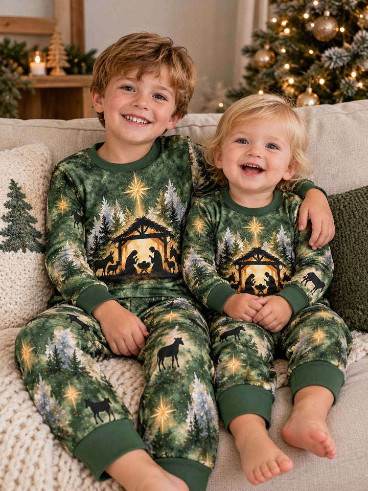 Christmas Nativity Star Bamboo Two Piece Long Sleeve Pajama Set