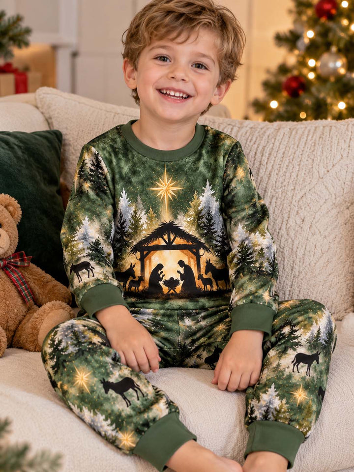Christmas Nativity Star Bamboo Two Piece Long Sleeve Pajama Set