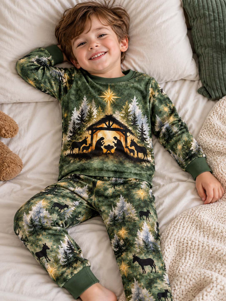 Christmas Nativity Star Bamboo Two Piece Long Sleeve Pajama Set