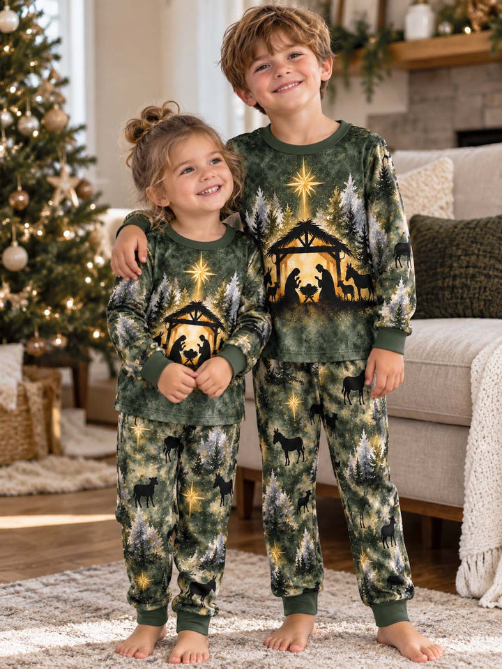 Christmas Nativity Star Bamboo Two Piece Long Sleeve Pajama Set