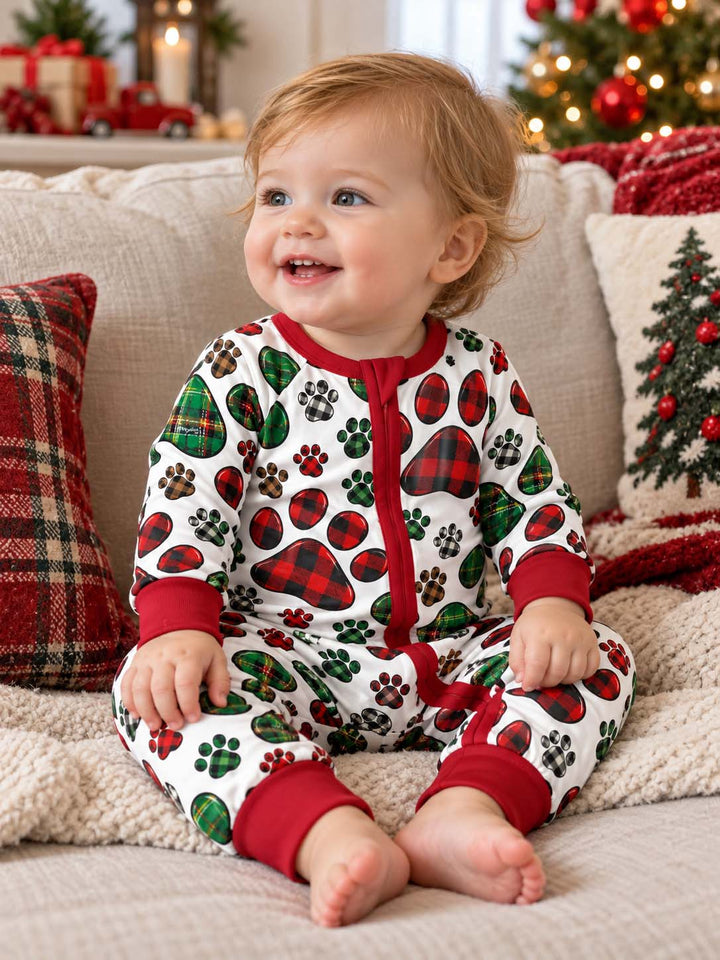 Christmas Plaid Paw Prints Bamboo Convertible Zippy