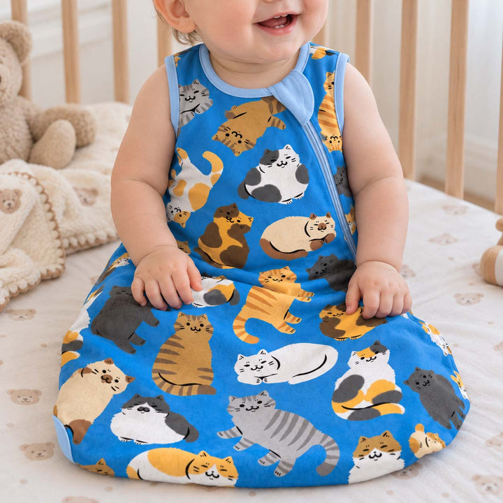 Chubby Blue Cats Bamboo Sleep Bag