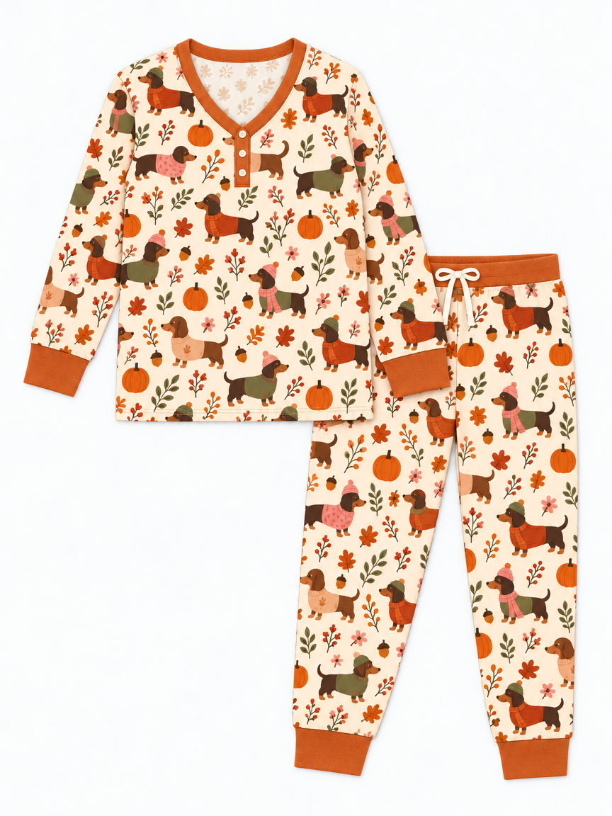 Pumpkin Patch Dachshund Bamboo Women Pajama Set