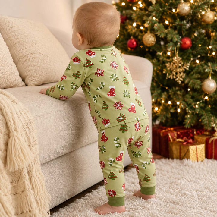 Classic Christmas Holiday Icons Bamboo Two Piece Long Sleeve Pajama Set