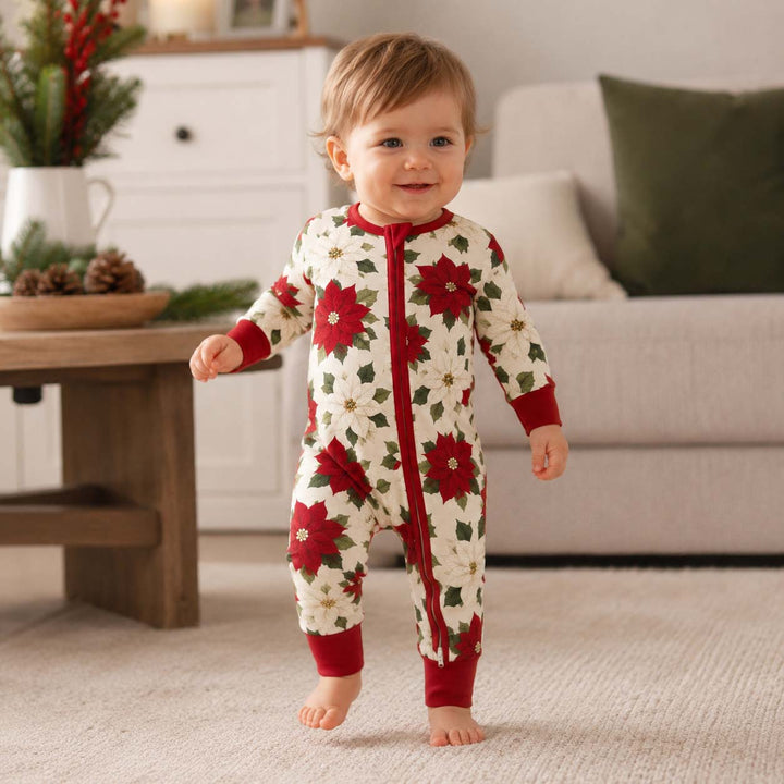 Classic Christmas Poinsettias Bamboo Convertible Zippy
