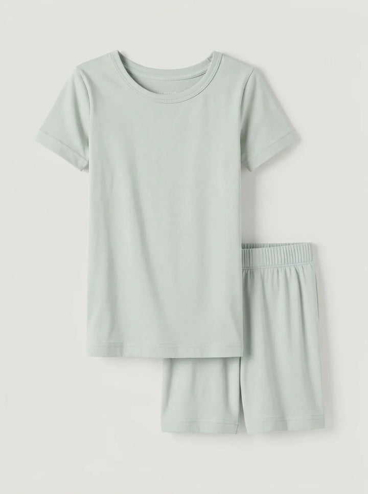 Solid Color Bamboo Two Piece Short Sleeve Short Pajama Set