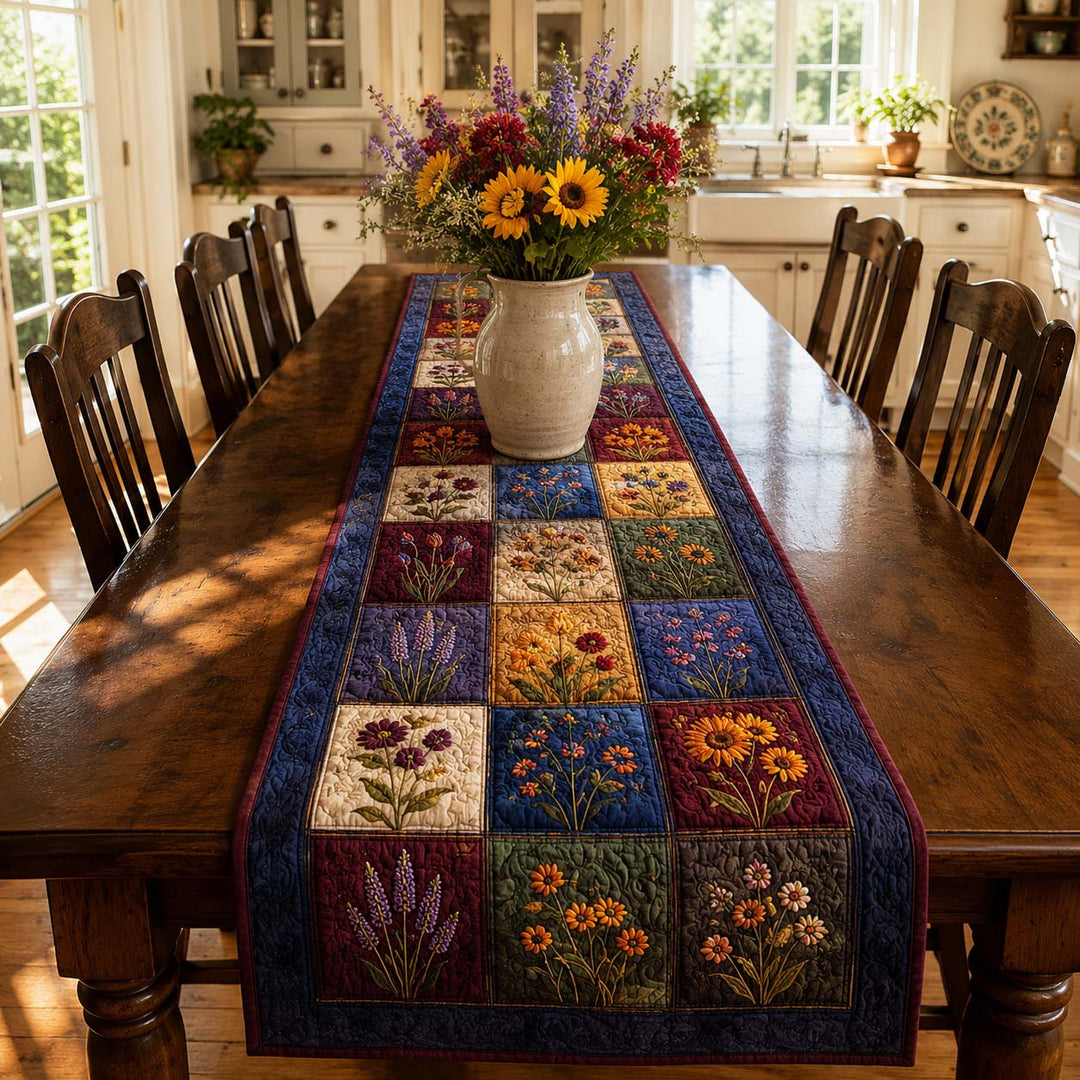 Colorful Blossom Magic Quilt Table Runner