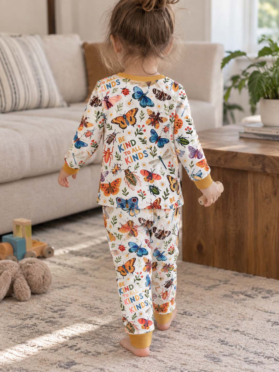 Colorful Bugs and Butterfly Friends Bamboo Two Piece Long Sleeve Pajama Set